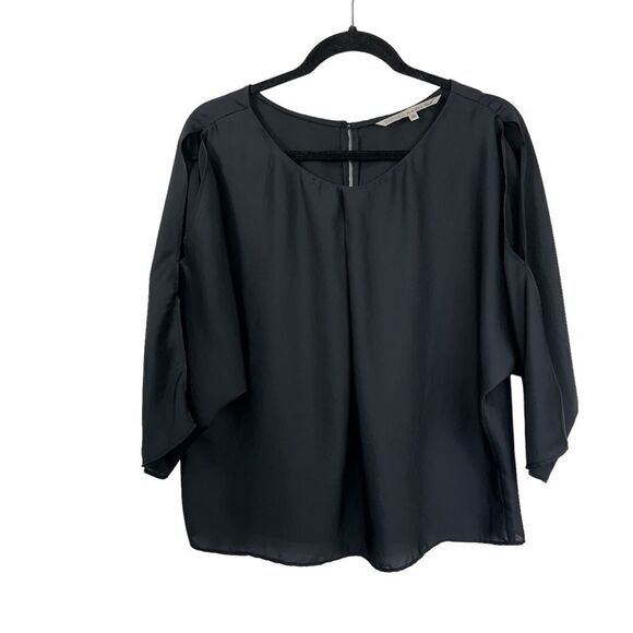 Rachel Roy Black Satin Cut out Blouse, Large - Picture 1 of 7